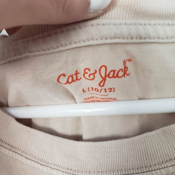 Cat & Jack Kids Large 10/12 Beige Short Sleeve T-shirt Make It Better World Top - Picture 3 of 5